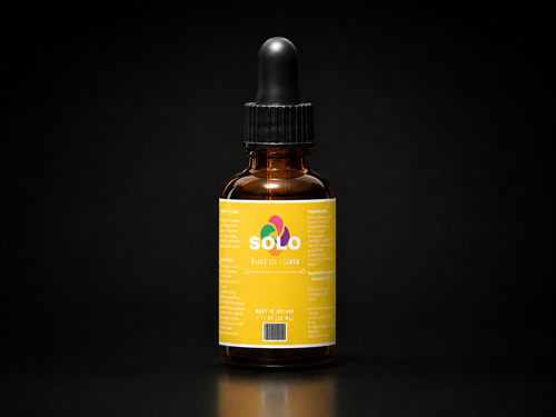 Lemon Scented Beard Oil in a 2oz dropper bottle.